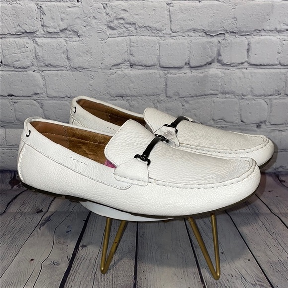 Alfani Mens White Leather Driving Loafers Sz 11M Great condition! - Picture 1 of 7